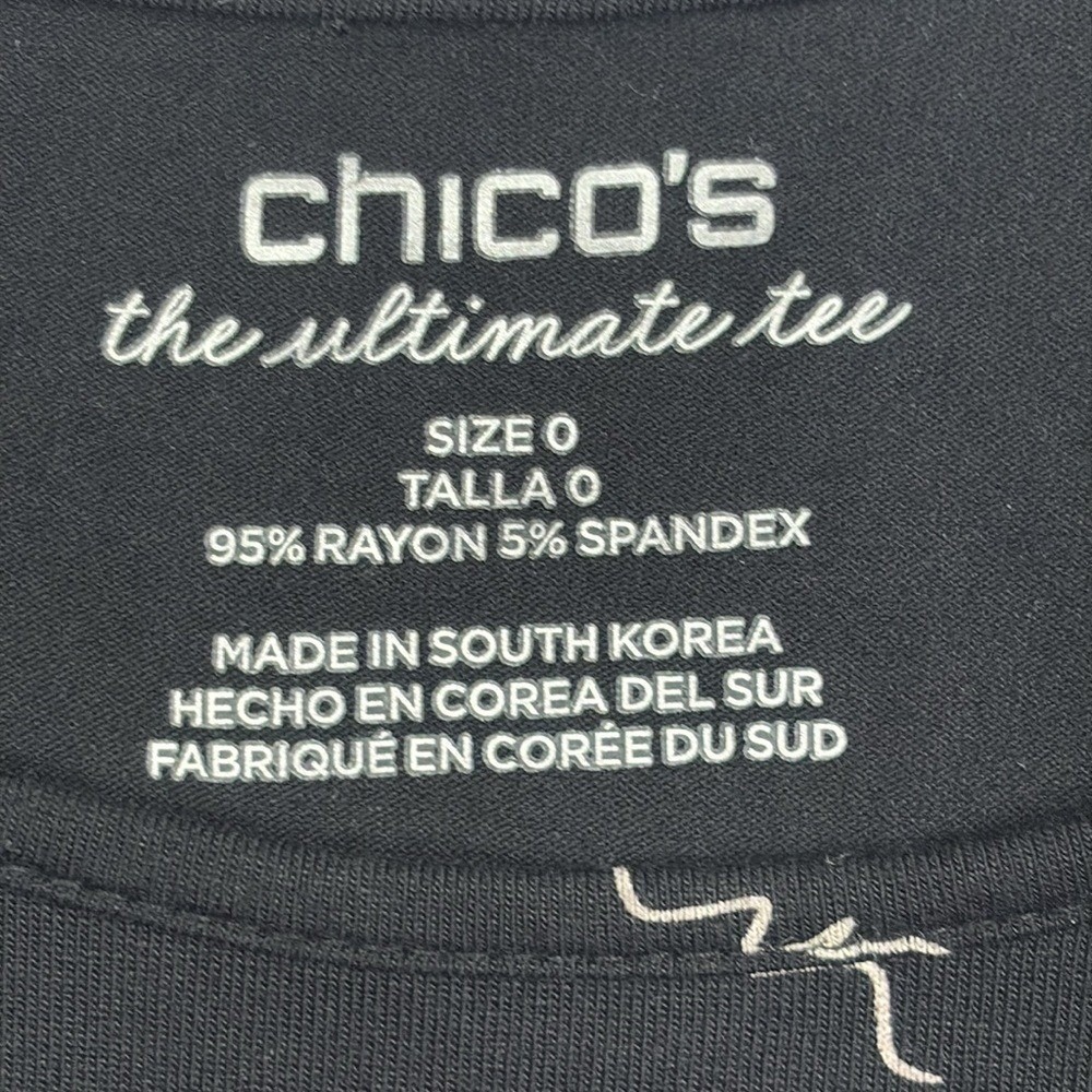Chicos The Ultimate Tee Long Sleeve TShirt Womens Size 0 (Small 4) Black - Picture 3 of 8